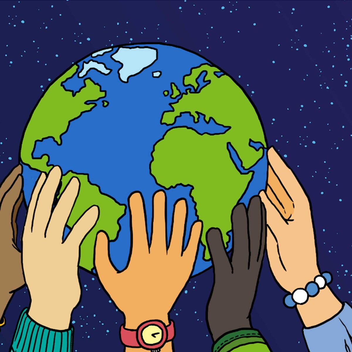 지구를 잡고 있는 손
